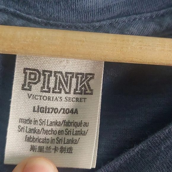 Victoria's Secret PINK Cropped pocket T-shirt Large Blue embroidery - Picture 2 of 5